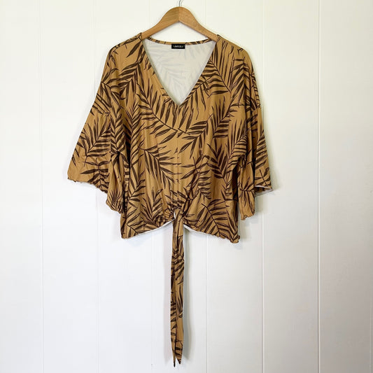 Jwlovesme Tropical Hawaiian Print Front Tie Blouse - Women's 3XL
