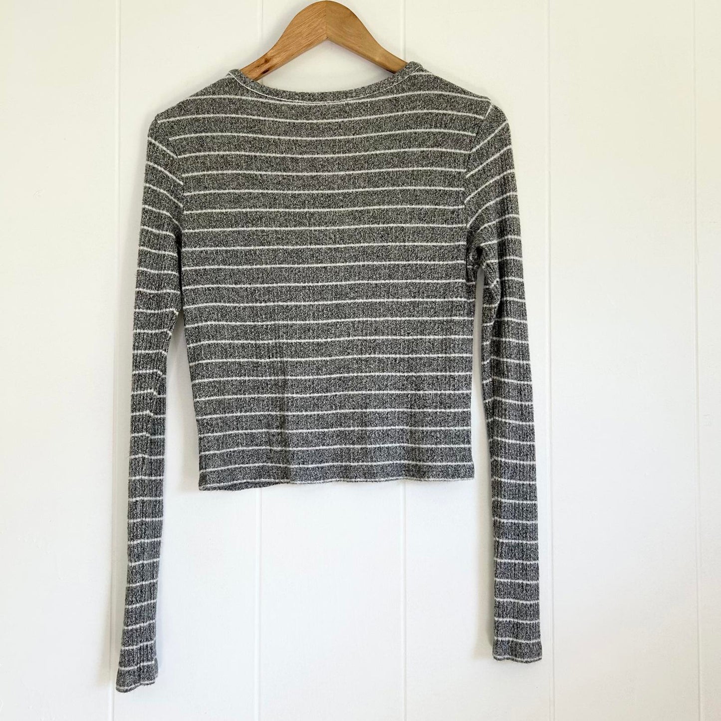 Brandy Melville Gray Striped Long Sleeve Top Cotton Blend Women's One Size