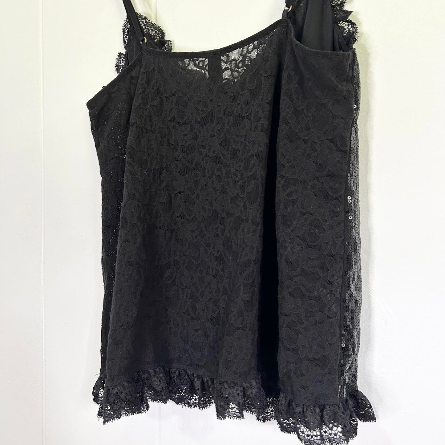 Victoria’s Secret The Lacie Black Sequin Floral Lace Tank Top Women's Large